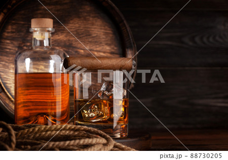 Glass and bottle with cognac Glass and bottle with cognac 88730205