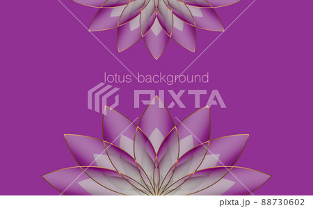 Lotus Banner Template, Purple Flower of Life. Sacred Geometry. Symbol of Harmony and Balance. Sign of purity. Chakra Yoga design vector isolated on purple background 88730602