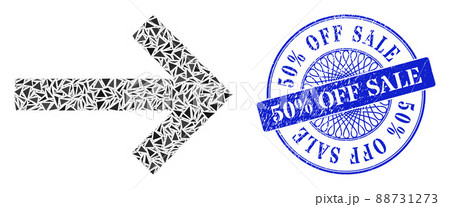 Rubber 50 percent Off Sale Badge and Triangle Right Arrow Mosaic 88731273