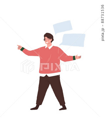 Cartoon flat man character with message text balloons,relationships and social media vector illustration concept 88731536