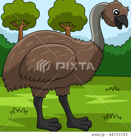 Emu Animal Colored Cartoon Illustration - Stock Illustration [88731593] -  PIXTA