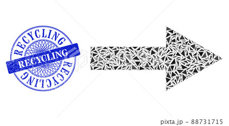 Scratched Recycling Badge and Triangle Arrow Right Mosaic Scratched Recycling Badge and Triangle Arrow Right Mosaic 88731715