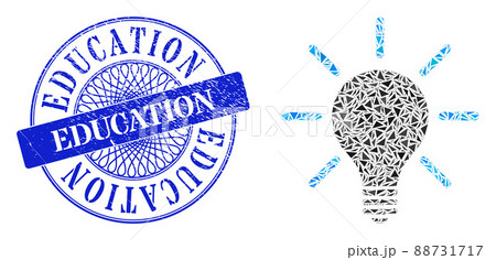 Grunge Education Seal and Triangle Light Bulb Mosaic 88731717