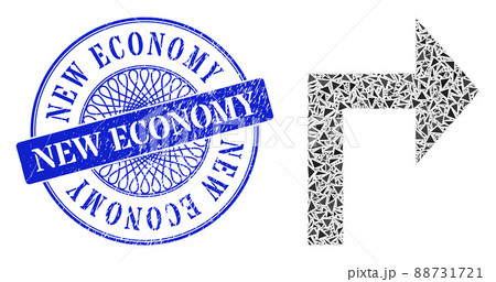 Distress New Economy Stamp Seal and Triangle Turn Right Mosaic 88731721
