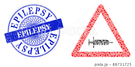 Rubber Epilepsy Stamp and Triangle Vaccine Warning Mosaic 88731725
