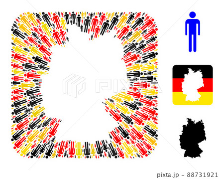 German Map Hole Mosaic of Man Items in German Flag Colors German Map Hole Mosaic of Man Items in German Flag Colors 88731921