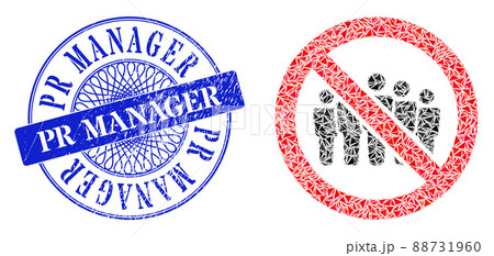Grunge Pr Manager Stamp and Triangle Forbidden People Crowd Mosaic 88731960