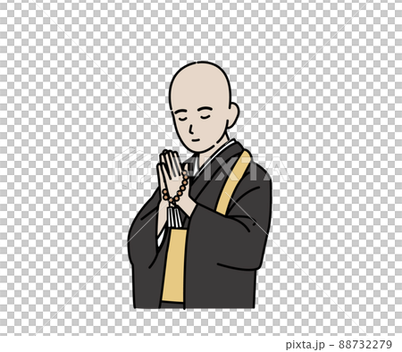 Chief priest, monk, male, hands together, illustration 88732279