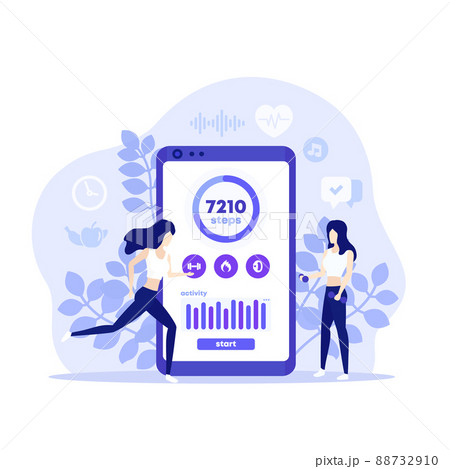 Fitness app vector illustration with a woman 88732910
