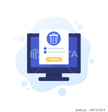 Trash bin in computer, delete files vector icon Trash bin in computer, delete files vector icon 88732954