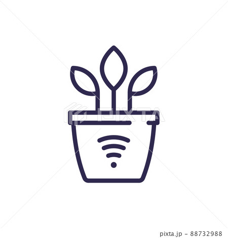 Smart pot for plants line icon 88732988