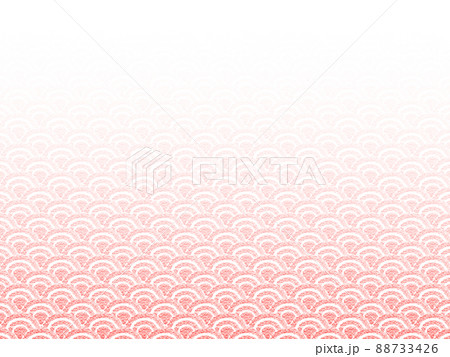 オイルパステルで描かれた青海波 上から下へ濃くなるグラデーション背景素材 赤色 横 他色有 88733426