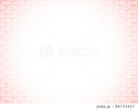 オイルパステルで描かれた青海波 中央から放射状に濃くなるグラデーション 背景素材 赤色 横 他色有 88733427