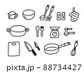 キッチン用品イラストいろいろ モノクロ線画 キッチン用品イラストいろいろ モノクロ線画 88734427