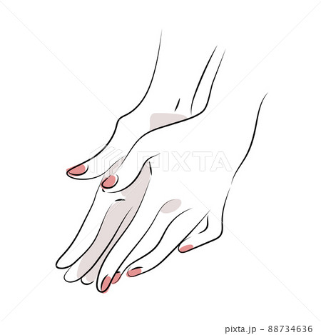 両手を合わせる女性の手のイラスト素材