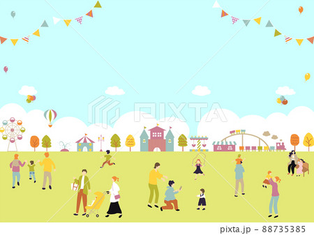 テーマパークで遊ぶ家族 88735385