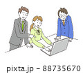 会社で女性社員に業務内容を説明するビジネスマン 88735670