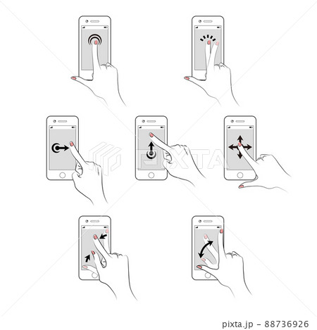 スマホ操作をする手のセット 88736926
