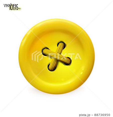 Detailed realistic plastic sewing button yellow color isolated on white. Vector Detailed realistic plastic sewing button yellow color isolated on white. Vector 88736950