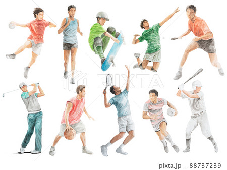 スポーツをする人　水彩　手描きイラスト 88737239