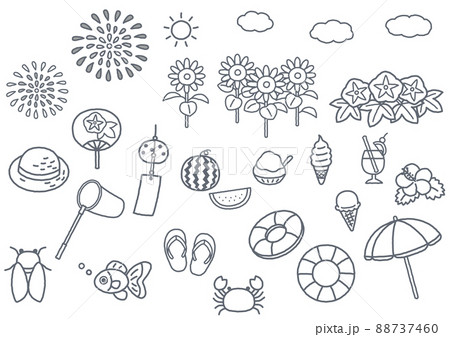 夏のイラスト　線画 88737460