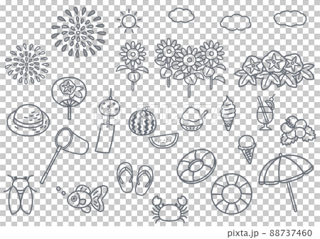 夏のイラスト　線画 88737460