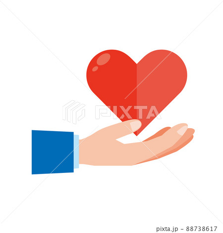 ハートマークを持つ手のイラスト素材