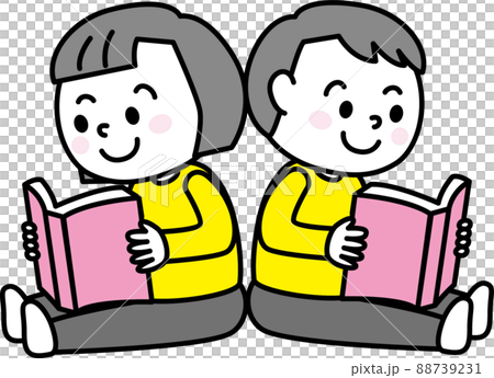 兒童閱讀書籍(男孩和女孩) 兒童閱讀書籍(男孩和女孩) 88739231