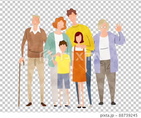 ベクターイラスト素材：家族、祖父母、3世代 88739245