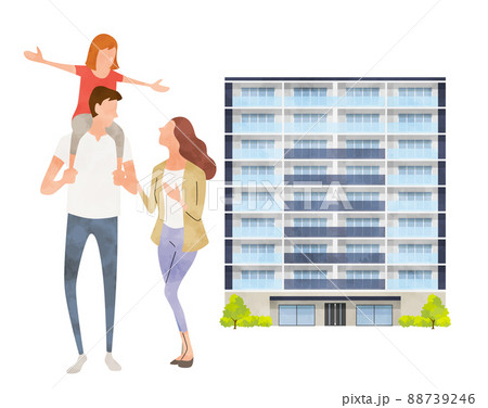 ベクターイラスト素材：家族、マンション 88739246