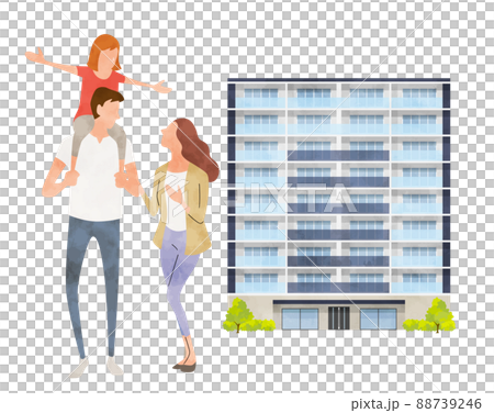ベクターイラスト素材：家族、マンション 88739246