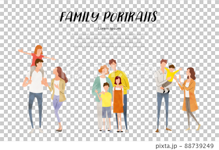 矢量圖素材：家庭、育兒一代、套裝 88739249