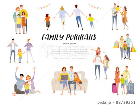 ベクターイラスト素材:いろんな家族、人物セット ベクターイラスト素材:いろんな家族、人物セット 88739251