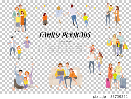 Vector illustration material: Various families, person sets 88739251