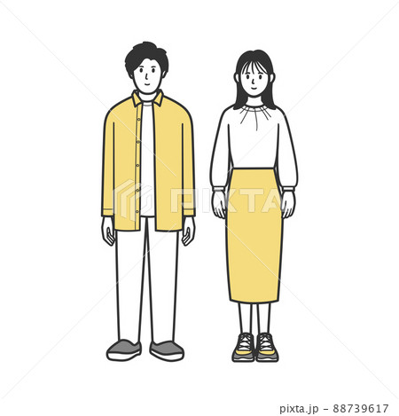 若い夫婦、カップルの全身イラスト 88739617