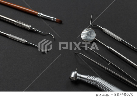 Set of metal dental instruments for teeth dental care 88740070
