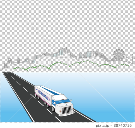SDGS14　水素トラックと湾岸道の街並み4 88740736