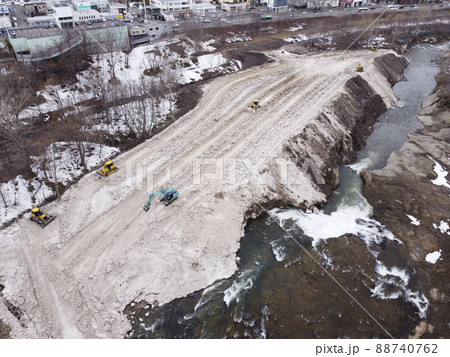雪堆積場の様子(空撮) 雪堆積場の様子(空撮) 88740762