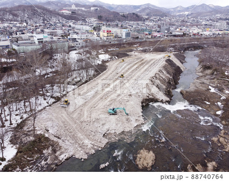 雪堆積場の様子(空撮) 雪堆積場の様子(空撮) 88740764