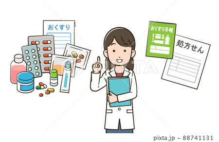 薬について説明する薬剤師 薬について説明する薬剤師 88741131