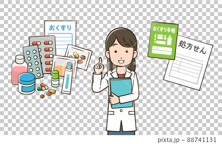 薬について説明する薬剤師 薬について説明する薬剤師 88741131