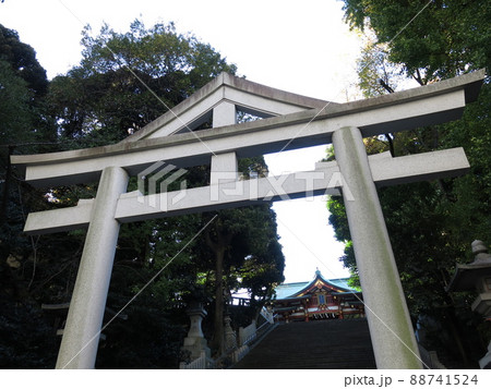 東京赤坂の日枝神社にある山王鳥居（男坂） 88741524