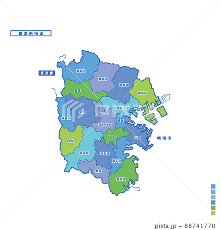 横浜市行政区・横浜市地図 雨の日カラーで色分けしてみた 88741770