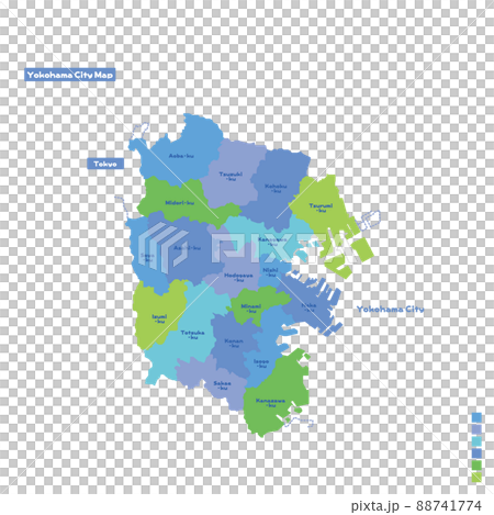 橫濱市行政區/橫濱市地圖我嘗試在下雨天按顏色進行顏色編碼（英文版） 88741774