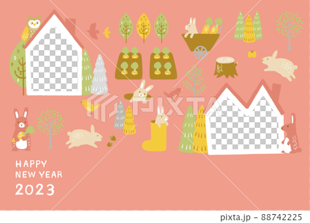 2023 New Year's card Forest Rabbit Photo Frame 88742225