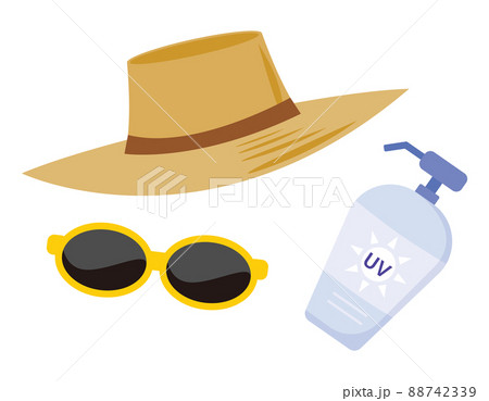 Summer illustration sunscreen hat skin care - Stock Illustration [88742339]  - PIXTA