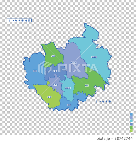 さいたま市行政区・さいたま市地図 雨の日カラーで色分けしてみたの