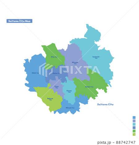 さいたま市行政区・さいたま市地図 雨の日カラーで色分けしてみた(英語版) さいたま市行政区・さいたま市地図 雨の日カラーで色分けしてみた(英語版) 88742747