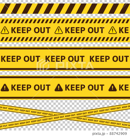 立入禁止 テープ セットのイラスト素材