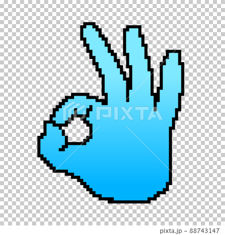 OK hand sign (blue) pixel art OK hand sign (blue) pixel art 88743147
